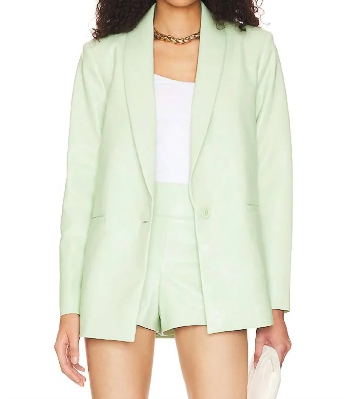 Women's Notched Lapel Blazers in Beige for a Timeless OutfitDenny Shawl Blazer In Pistachio