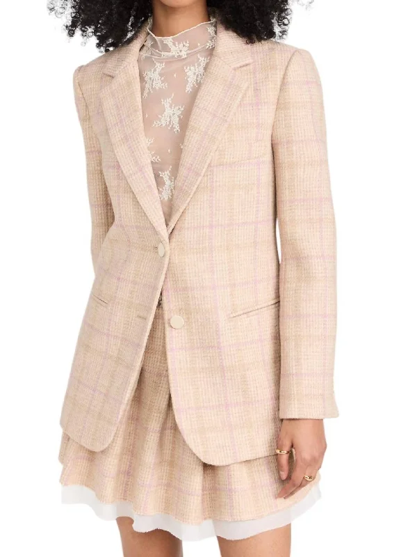 Double - Breasted Women's Leather Blazers in Taupe for an Edgy LookDenzel Jacket In Creamy Caramel