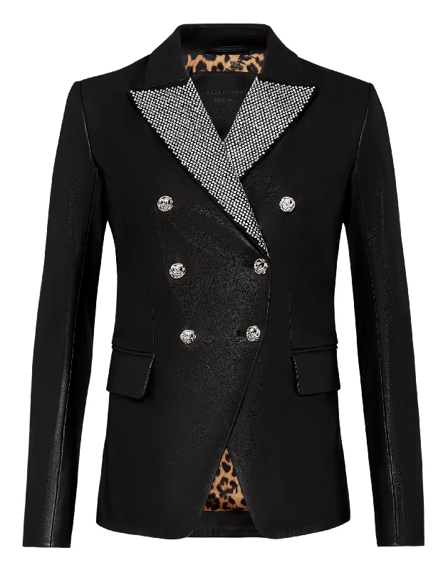 Women's Slim - Fit Blazers in Charcoal Gray for a Professional AppearanceLeather Blazer Crystal Women's Slim - Fit Blazers in Charcoal Gray for a Professional AppearanceLeather Blazer Crystal
