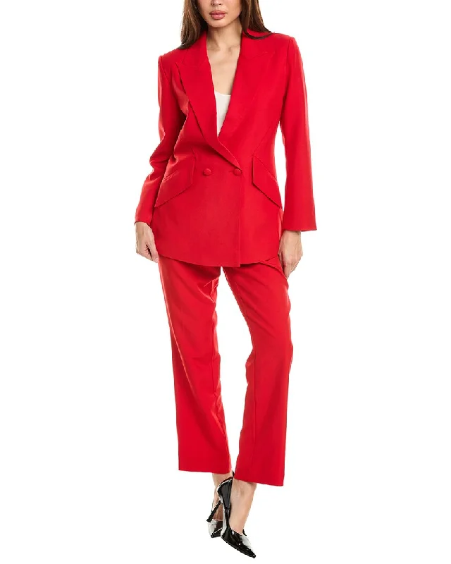 Plus Size Women's Ruffled Blazers in Pink for a Girly and Fashionable LookPascale La Mode 2pc Blazer & Pant Set