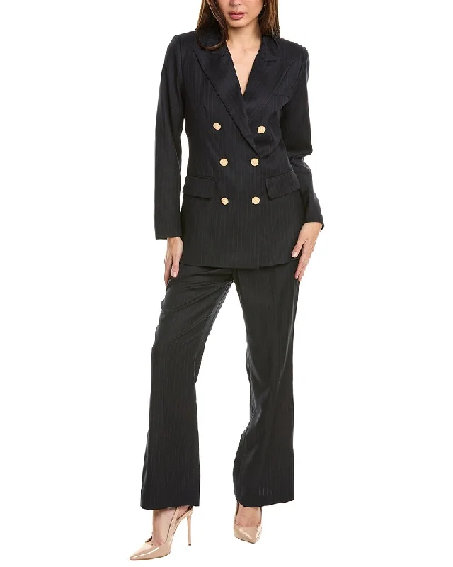 Women's Tailored Stretch Blazers in Navy Blue for Business MeetingsPascale La Mode 2pc Blazer & Pant Set