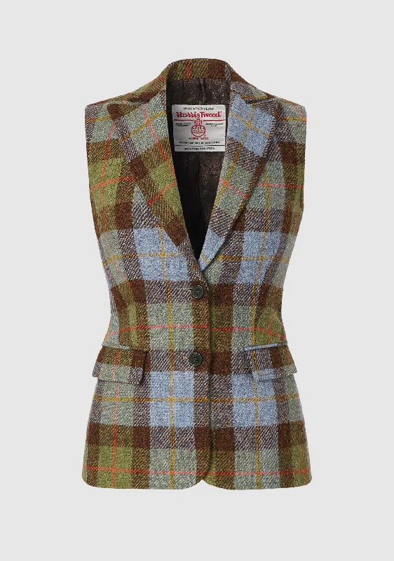 Women's knee - length wool blend coats with a fur collar for added warmthPippa Waistcoat - Green/Blue Women's knee - length wool blend coats with a fur collar for added warmthPippa Waistcoat - Green/Blue