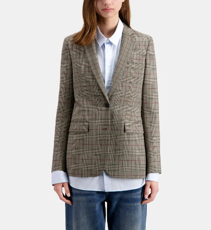 Double - Breasted Women's Polyester Blazers in Bright Colors for a Fun StylePrince Of Wales Blazer Double - Breasted Women's Polyester Blazers in Bright Colors for a Fun StylePrince Of Wales Blazer