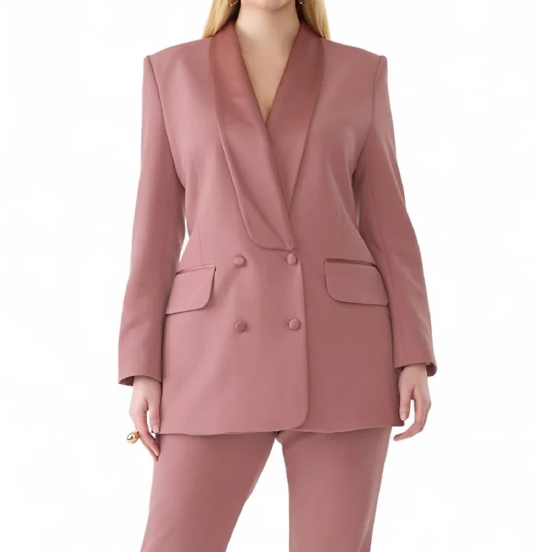 Plus Size Women's Military - Inspired Blazers with Gold Accents for a Bold LookSatin Blazer In Soft Pink Plus Size Women's Military - Inspired Blazers with Gold Accents for a Bold LookSatin Blazer In Soft Pink