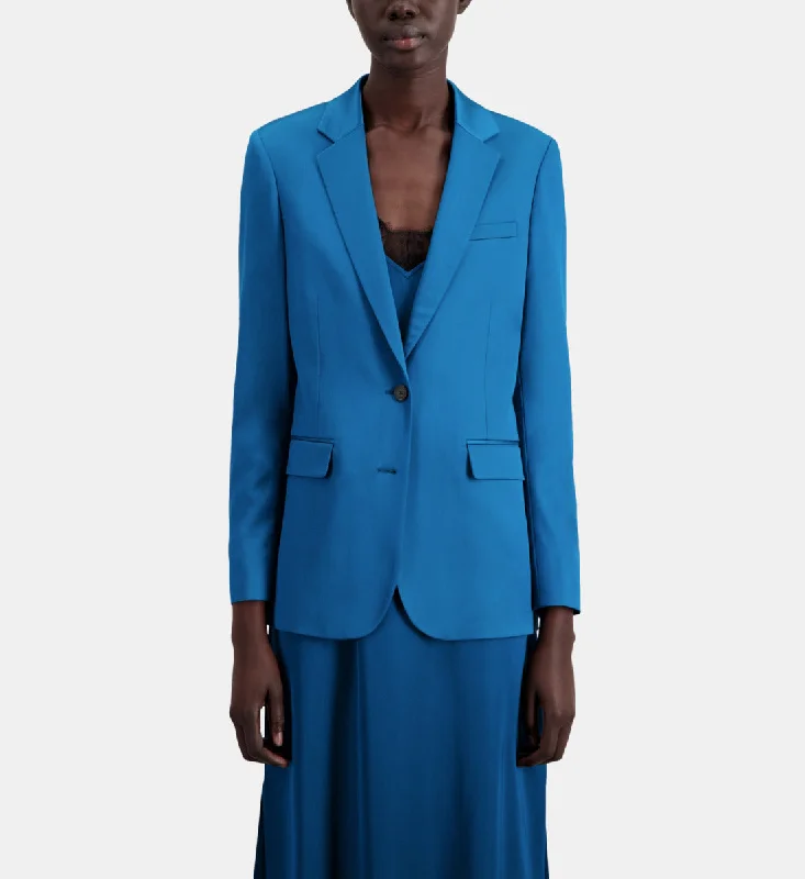 Women's Notched Lapel Blazers in Beige for a Timeless OutfitSatin Suit Blazer