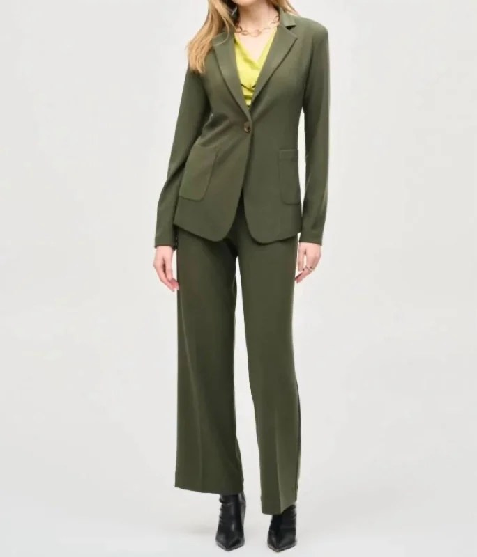 Double - Breasted Women's Polyester Blazers in Bright Colors for a Fun StyleSilky Knit Blazer In Iguana
