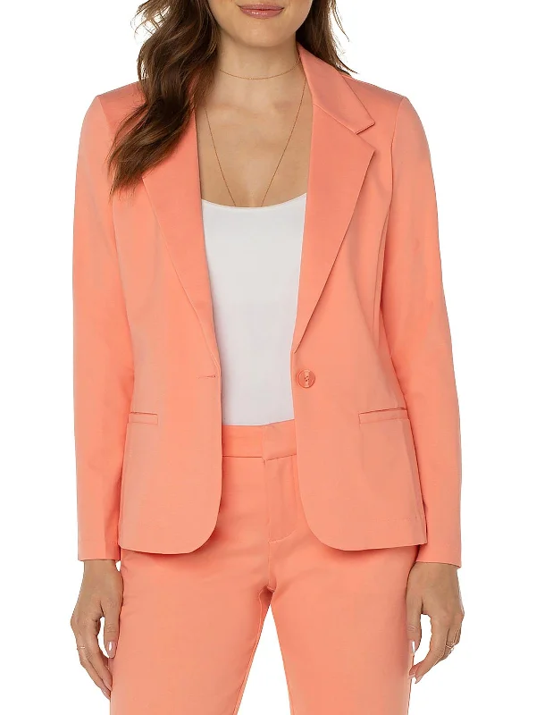 Double - Breasted Women's Leather Blazers in Taupe for an Edgy LookWomens Fitted Formal One-Button Blazer