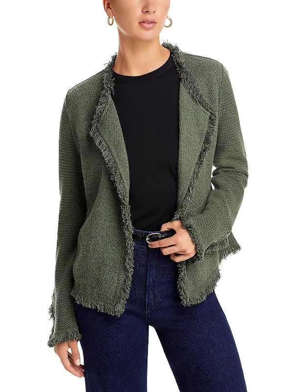 Double - Breasted Women's Leather Blazers in Taupe for an Edgy LookWomens Fringe Cardigan Open-Front Blazer Double - Breasted Women's Leather Blazers in Taupe for an Edgy LookWomens Fringe Cardigan Open-Front Blazer