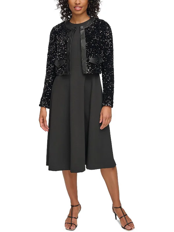 Single - Breasted Women's Tweed Blazers with Gold Buttons for a Classic LookWomens Sequined Cropped Collarless Blazer Single - Breasted Women's Tweed Blazers with Gold Buttons for a Classic LookWomens Sequined Cropped Collarless Blazer