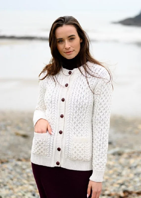 open front women cardigan for easy stylingAran Lumber Cardigan | Natural