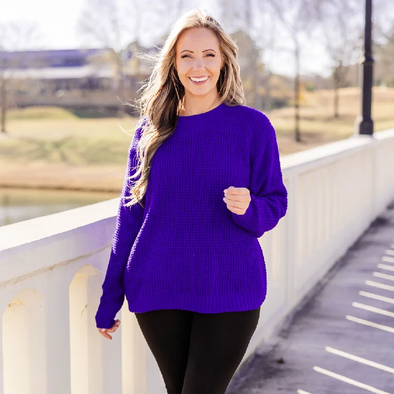 Women's Knit Boat - Neck Tops with a Loose Fit for ComfortCall Me Tomorrow Sweater, Bright Blue Women's Knit Boat - Neck Tops with a Loose Fit for ComfortCall Me Tomorrow Sweater, Bright Blue
