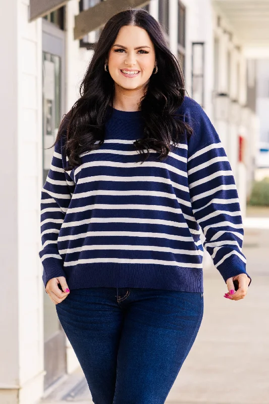 V - Neck Women's Knit Tops with Lace Trim for a Romantic TouchDreams in December Sweater, Navy V - Neck Women's Knit Tops with Lace Trim for a Romantic TouchDreams in December Sweater, Navy