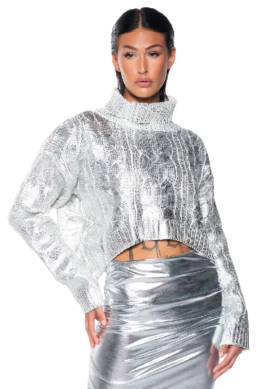 Women's Open - Front Knit Cardigans with a Longline DesignESME SILVER METALLIC SWEATER Women's Open - Front Knit Cardigans with a Longline DesignESME SILVER METALLIC SWEATER