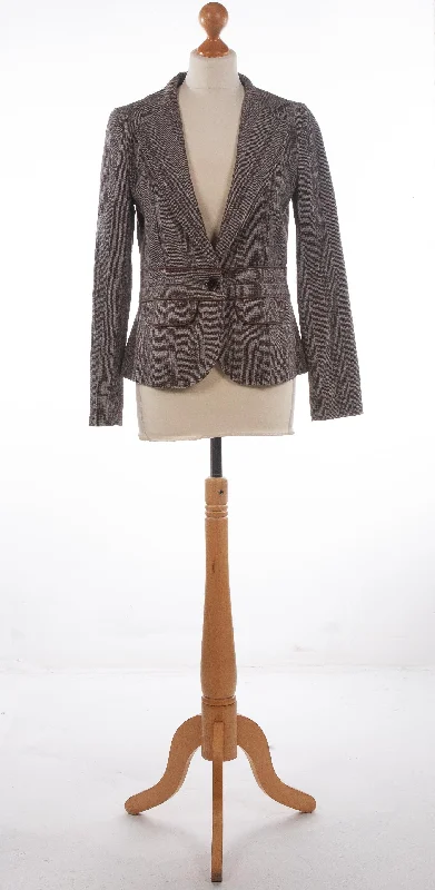 Women's moto jackets with a lace - up front for a unique and stylish touchIn Wear Herringbone Jacket Brown and Cream UK 10 Women's moto jackets with a lace - up front for a unique and stylish touchIn Wear Herringbone Jacket Brown and Cream UK 10