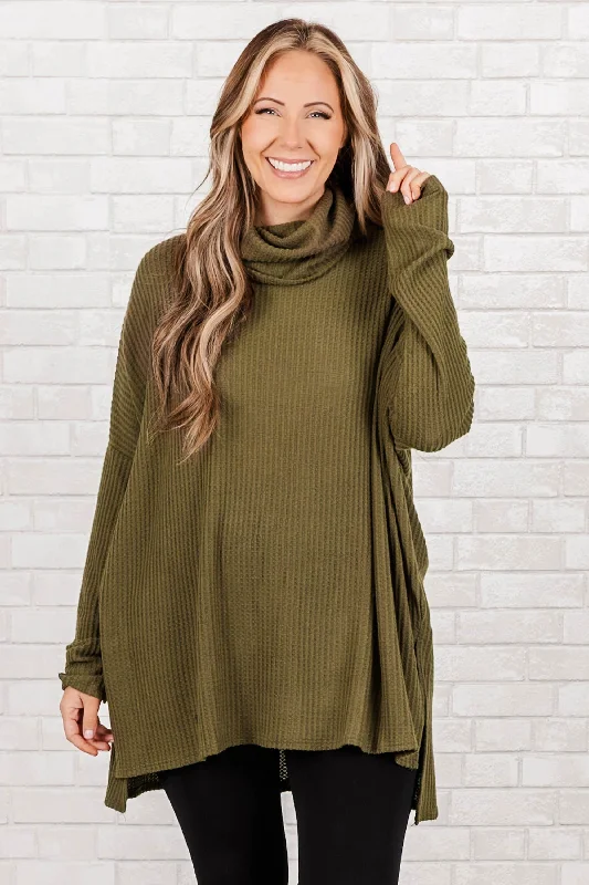 Solid - Color Women's Knit T - Shirts in a Lightweight MaterialKeep Your Trust Sweater, Dark Olive Solid - Color Women's Knit T - Shirts in a Lightweight MaterialKeep Your Trust Sweater, Dark Olive