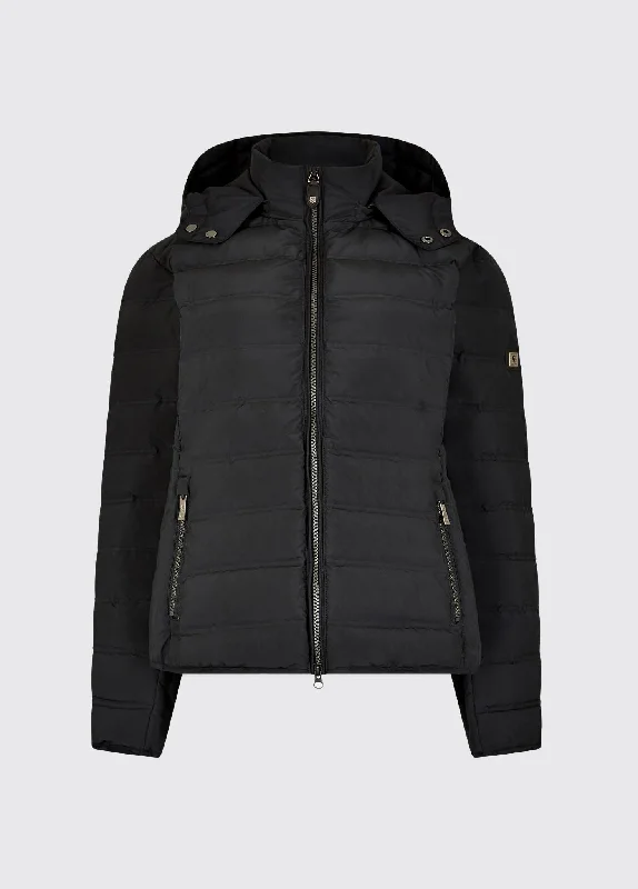 Women's denim jackets with a patchwork design for a bohemian and artsy styleKilkelly Quilted Coat - Black Women's denim jackets with a patchwork design for a bohemian and artsy styleKilkelly Quilted Coat - Black