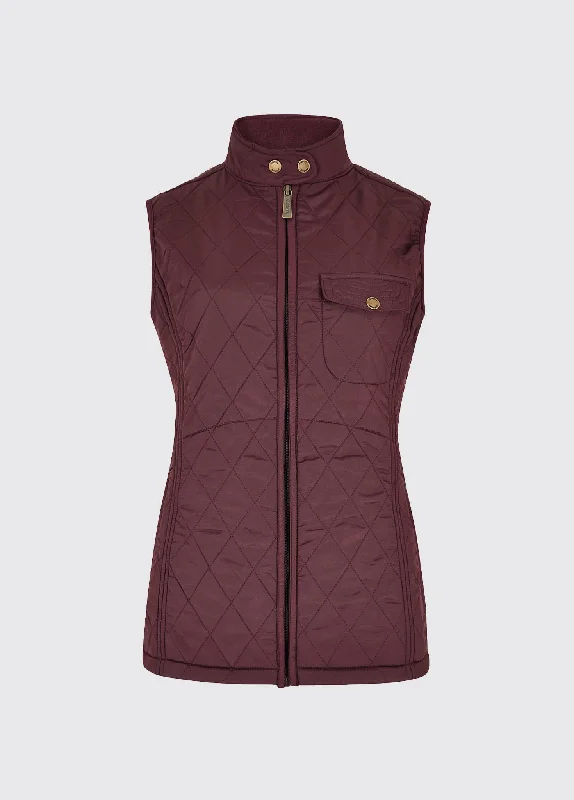 Women's cropped satin jackets in pastel shades for a glamorous evening outRathdown Quilted Gilet - Currant Women's cropped satin jackets in pastel shades for a glamorous evening outRathdown Quilted Gilet - Currant