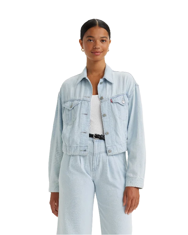 Women's faux fur - trimmed denim jackets for a trendy and cozy styleFeatherweight Trucker Jacket in Poole Party
