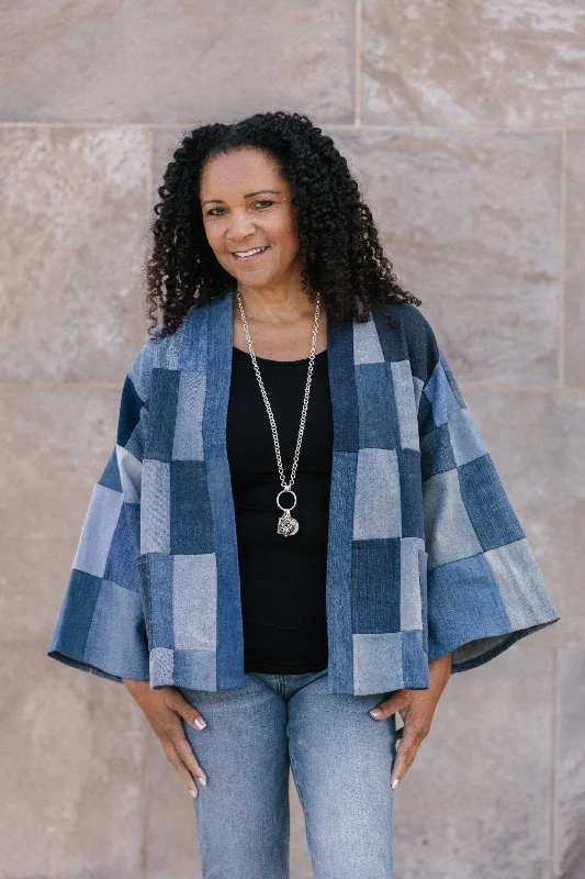 ribbed women cardigan with a classic textureMason Cardigan Patchwork O/S