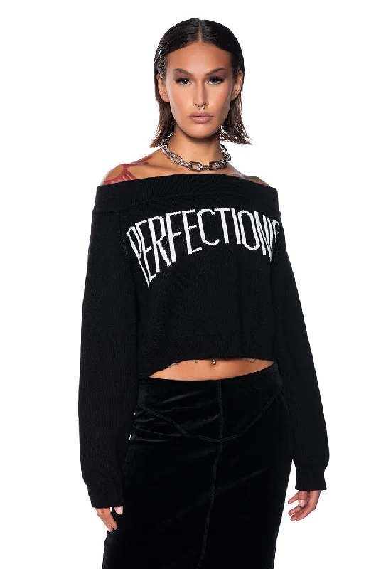 Plus Size Women's Knit Wrap Tops for a Versatile StyleMISS PERFECTION OFF THE SHOULDER SWEATER Plus Size Women's Knit Wrap Tops for a Versatile StyleMISS PERFECTION OFF THE SHOULDER SWEATER