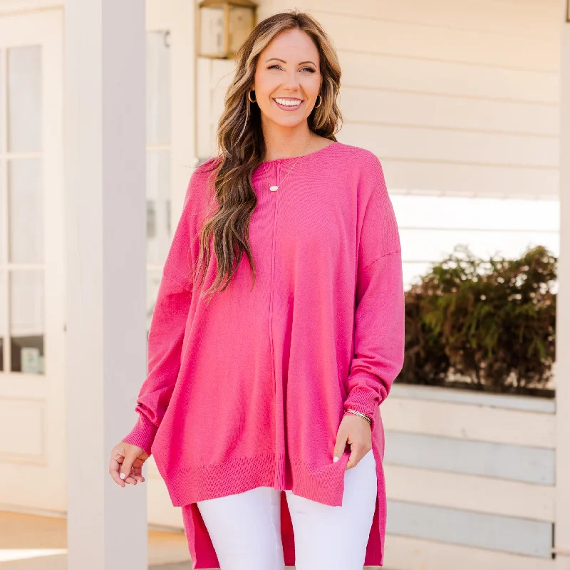 Women's Open - Front Knit Cardigans with a Longline DesignMiss Who You Were Sweater, Flamingo Pink Women's Open - Front Knit Cardigans with a Longline DesignMiss Who You Were Sweater, Flamingo Pink