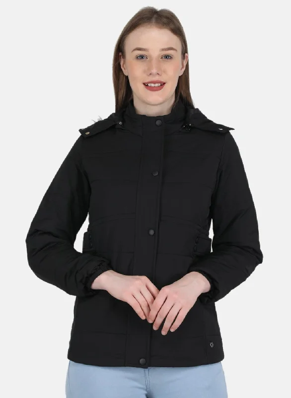 Women's denim jackets with distressed details for a casual and edgy lookWomen Black Solid Jacket Women's denim jackets with distressed details for a casual and edgy lookWomen Black Solid Jacket