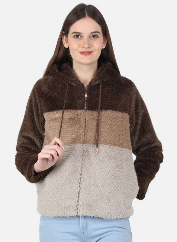 Women's long - length wool blend jackets for a warm and stylish winter lookWomen Brown Printed Jacket Women's long - length wool blend jackets for a warm and stylish winter lookWomen Brown Printed Jacket