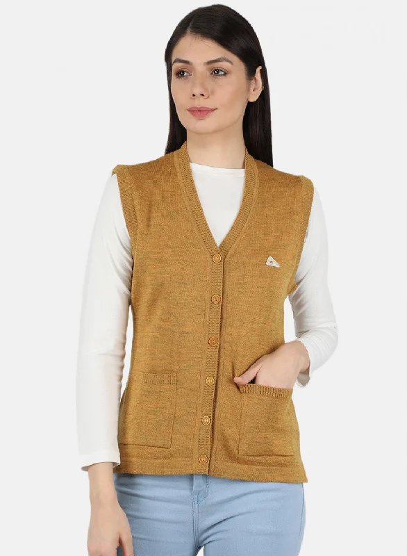plus size women cardigan for comfortable layeringWomen Golden Yellow Solid Cardigan