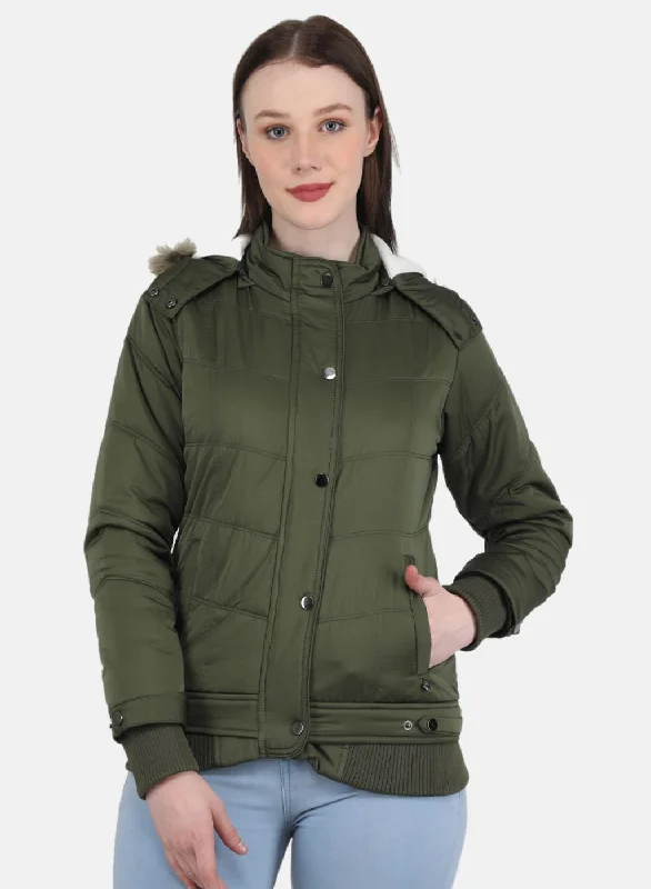 Women's long - length wool blend jackets for a warm and stylish winter lookWomen Green Solid Jacket Women's long - length wool blend jackets for a warm and stylish winter lookWomen Green Solid Jacket