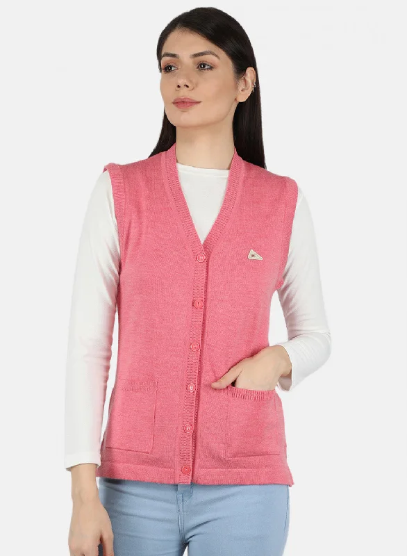 boyfriend style women cardigan for a relaxed fitWomen Pink Solid Cardigan