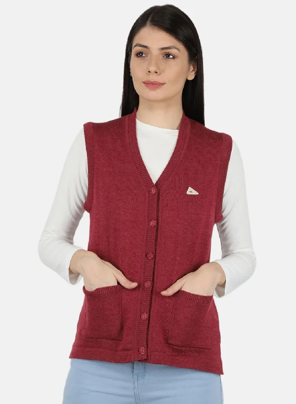 ribbed women cardigan with a classic textureWomen Pink Solid Cardigan