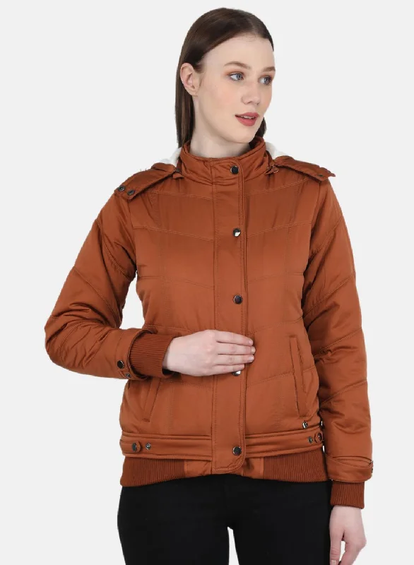 Women's cropped down jackets in bold colors for a sporty and fashionable winter outfitWomen Rust Orange Solid Jacket Women's cropped down jackets in bold colors for a sporty and fashionable winter outfitWomen Rust Orange Solid Jacket