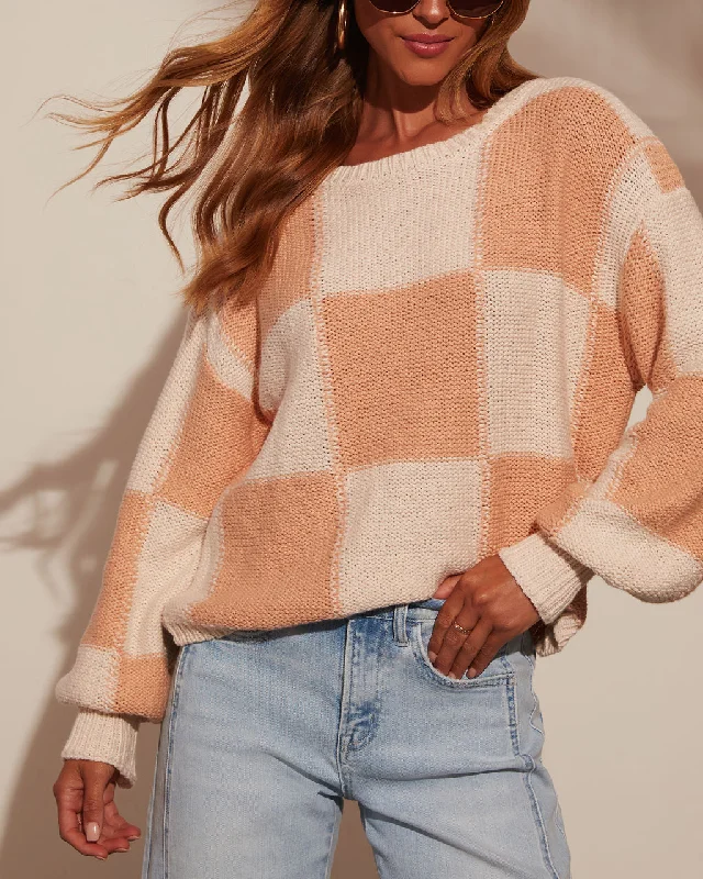 Plus Size Women's Knit Ponchos with Fringe Details for a Boho VibeNot A Square Checkered Sweater Plus Size Women's Knit Ponchos with Fringe Details for a Boho VibeNot A Square Checkered Sweater