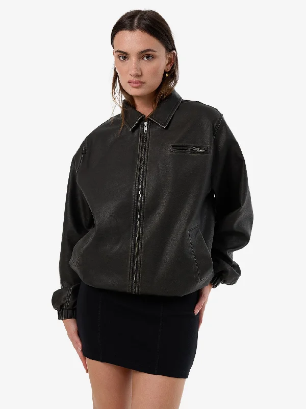 Women's military - style jackets with epaulets for a tough and fashionable appearanceOliver Oversized Bomber - Washed Black Women's military - style jackets with epaulets for a tough and fashionable appearanceOliver Oversized Bomber - Washed Black