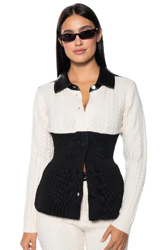 Plus Size Women's Knit Peplum Tops to Accentuate the WaistOUT FOR THE DAY SWEATER KNIT BUTTON DOWN CARDIGAN Plus Size Women's Knit Peplum Tops to Accentuate the WaistOUT FOR THE DAY SWEATER KNIT BUTTON DOWN CARDIGAN
