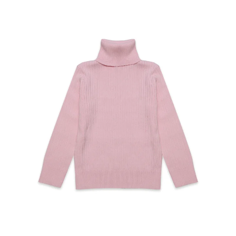 color block women cardigan with bold huesRibbed Turtleneck pink