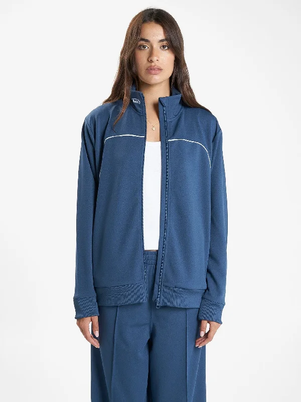 Women's double - breasted tweed jackets in classic colors for a sophisticated office lookSphere Tricot Track Jacket - Ensign Blue Women's double - breasted tweed jackets in classic colors for a sophisticated office lookSphere Tricot Track Jacket - Ensign Blue