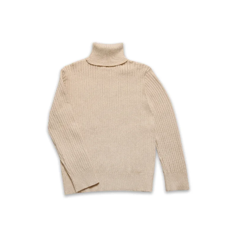 ribbed women cardigan with a classic textureRibbed Turtleneck beige