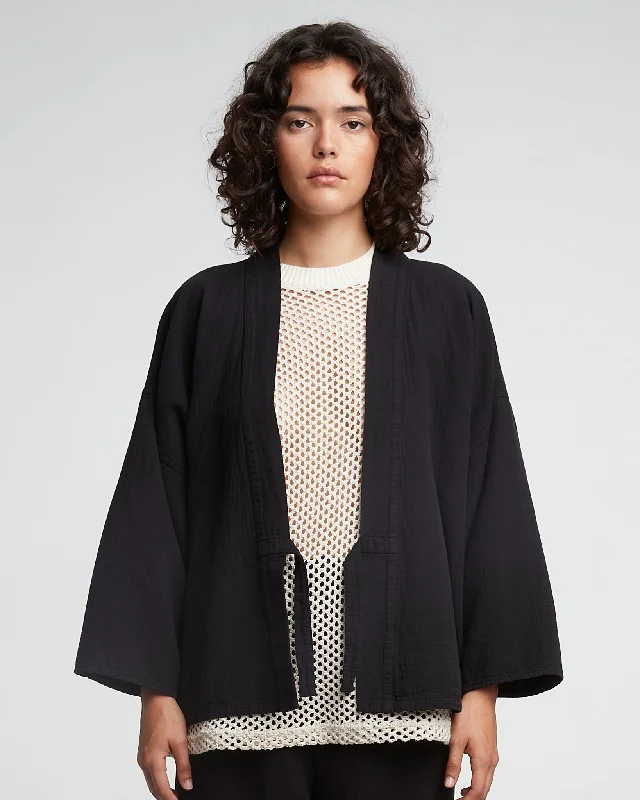 Women's bomber jackets with a holographic finish for a futuristic and eye - catching lookG.o.D Kimono Double Cotton Black Women's bomber jackets with a holographic finish for a futuristic and eye - catching lookG.o.D Kimono Double Cotton Black