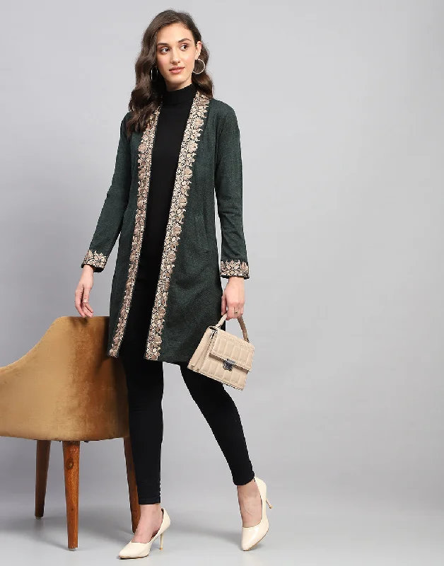 lightweight women cardigan for spring and fallWomen Green Self Design Front Open Full Sleeve Cardigan lightweight women cardigan for spring and fallWomen Green Self Design Front Open Full Sleeve Cardigan