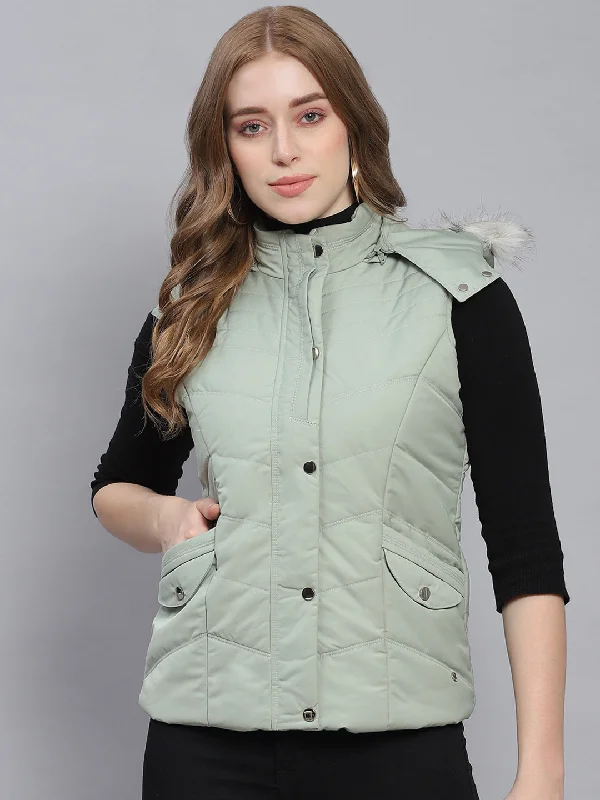 Women's windbreaker jackets with adjustable hoods for windy daysWomen Green Solid Hooded Sleeveless Jackets Women's windbreaker jackets with adjustable hoods for windy daysWomen Green Solid Hooded Sleeveless Jackets