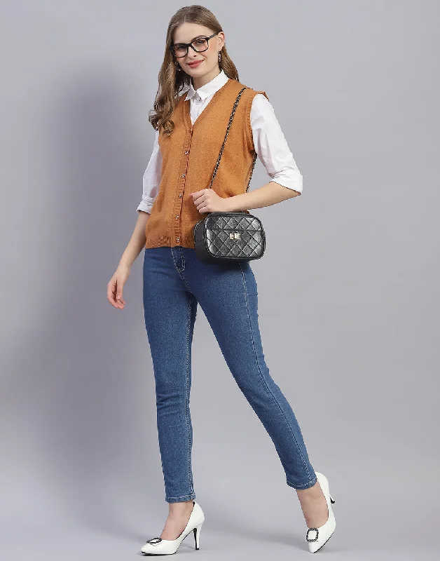sequin embellished women cardigan for special occasionsWomen Mustard Solid V Neck Sleeveless Cardigan sequin embellished women cardigan for special occasionsWomen Mustard Solid V Neck Sleeveless Cardigan