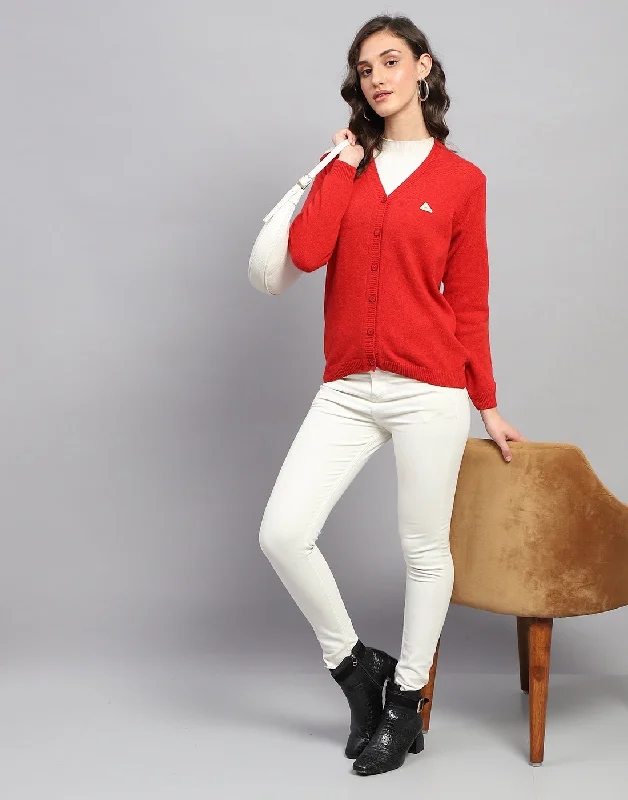 long length women cardigan with side slitsWomen Red Solid V Neck Full Sleeve Cardigan long length women cardigan with side slitsWomen Red Solid V Neck Full Sleeve Cardigan