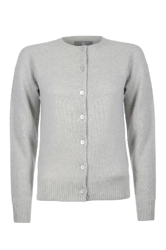 oversized women cardigan for a trendy and cozy lookWomens Geelong Superfine Lambswool Gansey Cardigan - Silver Grey oversized women cardigan for a trendy and cozy lookWomens Geelong Superfine Lambswool Gansey Cardigan - Silver Grey