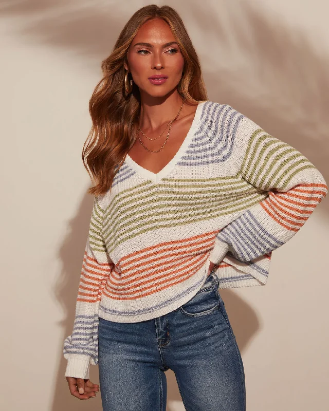 Women's Knit Halter Tops in a Trendy Design for Beach DaysYara Striped Oversized Pullover Sweater Women's Knit Halter Tops in a Trendy Design for Beach DaysYara Striped Oversized Pullover Sweater