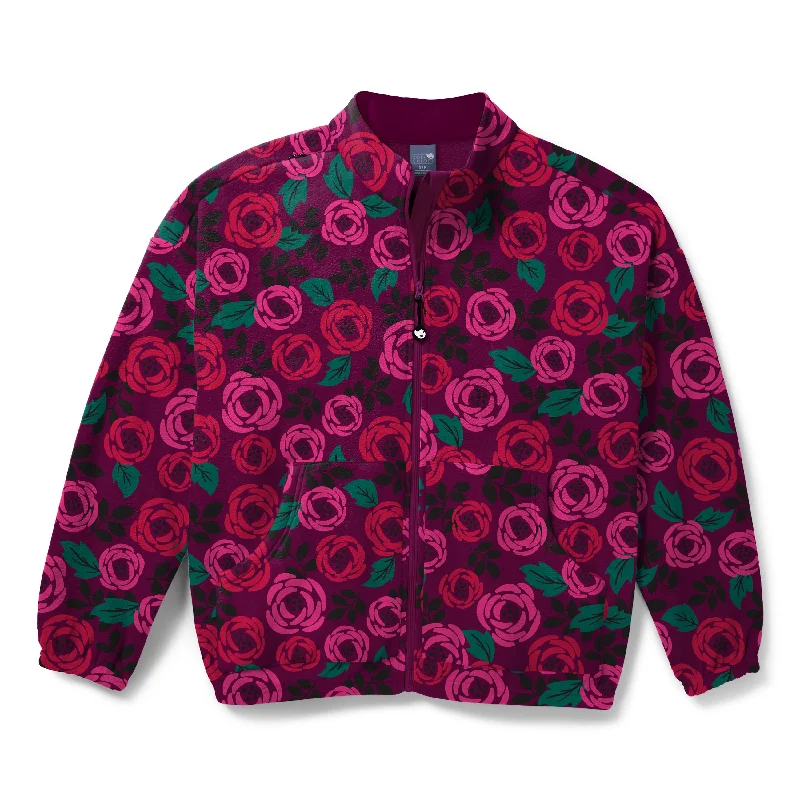 Women's bomber jackets with a holographic finish for a futuristic and eye - catching lookZoe+Chloe Boxy Fit Printed Fleece Jacket - Rosey Posey Women's bomber jackets with a holographic finish for a futuristic and eye - catching lookZoe+Chloe Boxy Fit Printed Fleece Jacket - Rosey Posey