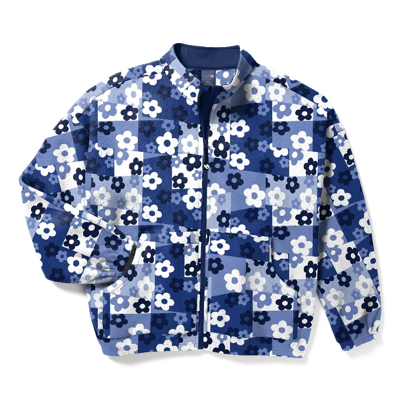 Women's long - line cardigan jackets in a soft knit for a cozy and elegant lookZoe+Chloe Boxy Fit Printed Fleece Jacket - Skater Check Blue Women's long - line cardigan jackets in a soft knit for a cozy and elegant lookZoe+Chloe Boxy Fit Printed Fleece Jacket - Skater Check Blue