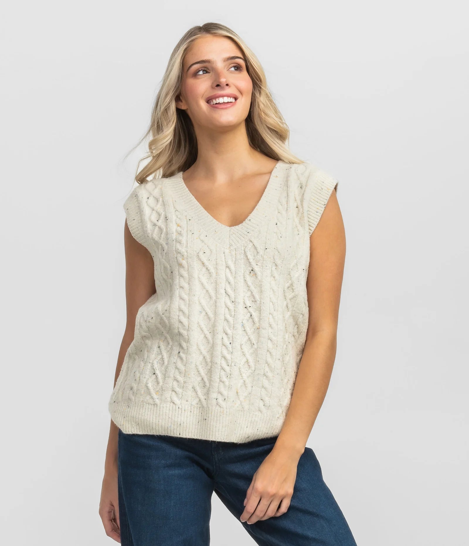 Long - Line Women's Satin Vests in a Feminine Design for LayeringSouthern Shirt Cable Sweater Vest - Off White Long - Line Women's Satin Vests in a Feminine Design for LayeringSouthern Shirt Cable Sweater Vest - Off White