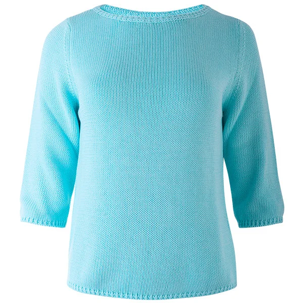 V - Neck Women's Cotton Pullovers for a Casual Look3/4 Sleeve Pullover in Dark Turquoise V - Neck Women's Cotton Pullovers for a Casual Look3/4 Sleeve Pullover in Dark Turquoise