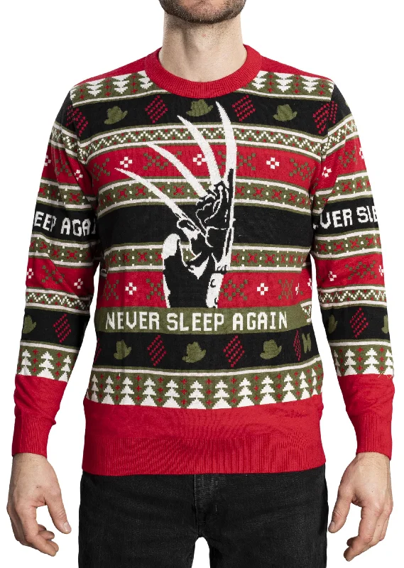 Plus Size Women's Pocket - Detail Sweater in Olive Green for a Practical and Fashionable PieceA Nightmare on Elm Street Freddy Krueger Never Sleep Again Knitted Ugly Christmas Sweater - Officially Licensed Plus Size Women's Pocket - Detail Sweater in Olive Green for a Practical and Fashionable PieceA Nightmare on Elm Street Freddy Krueger Never Sleep Again Knitted Ugly Christmas Sweater - Officially Licensed